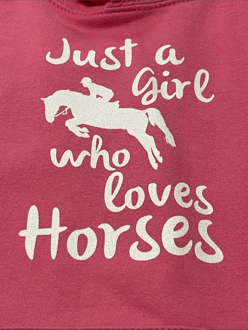 Girls' Pink 'Just a Girl Who Loves Horses' Pullover Hoodie